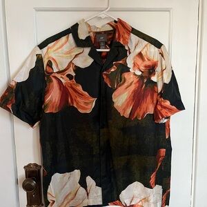 H&M Black and Orange Floral Men's Shirt